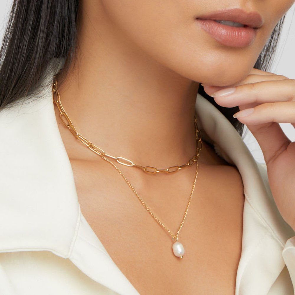 Angela Pearl Gold Necklace - Beautiful Earth Boutique