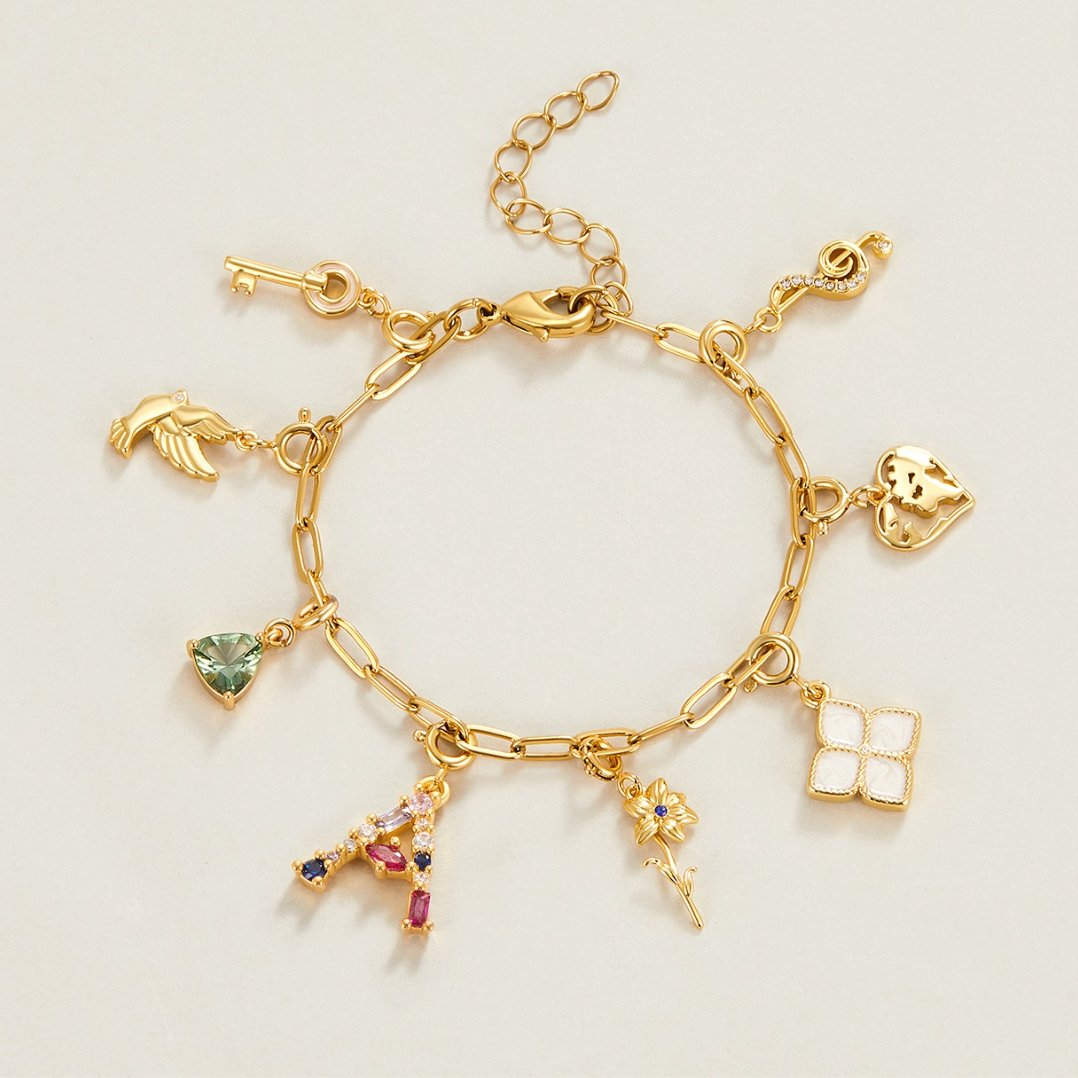 18K Gold Paperclip Charm Bracelet - Beautiful Earth Boutique