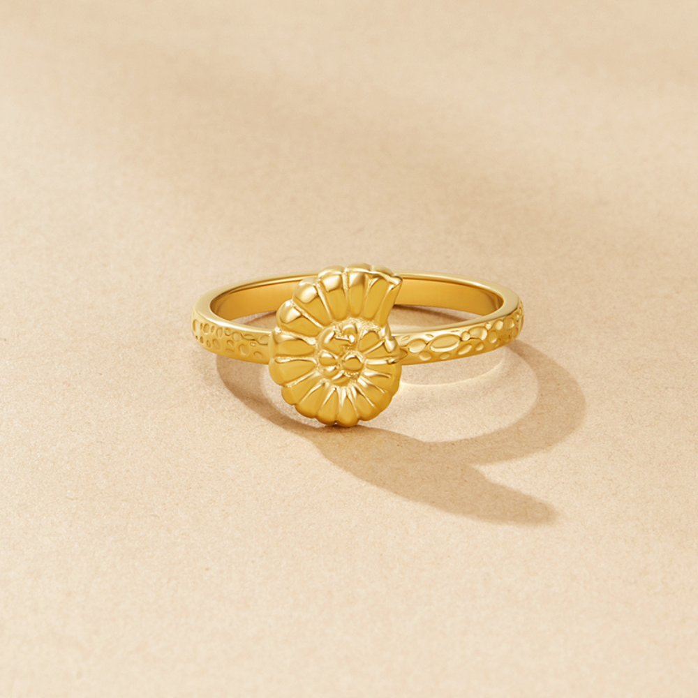 Weißer Sakura-Ring Gold