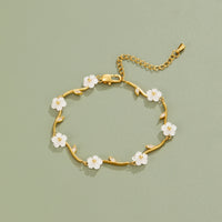 Golden White Pearl Blossom Bracelet