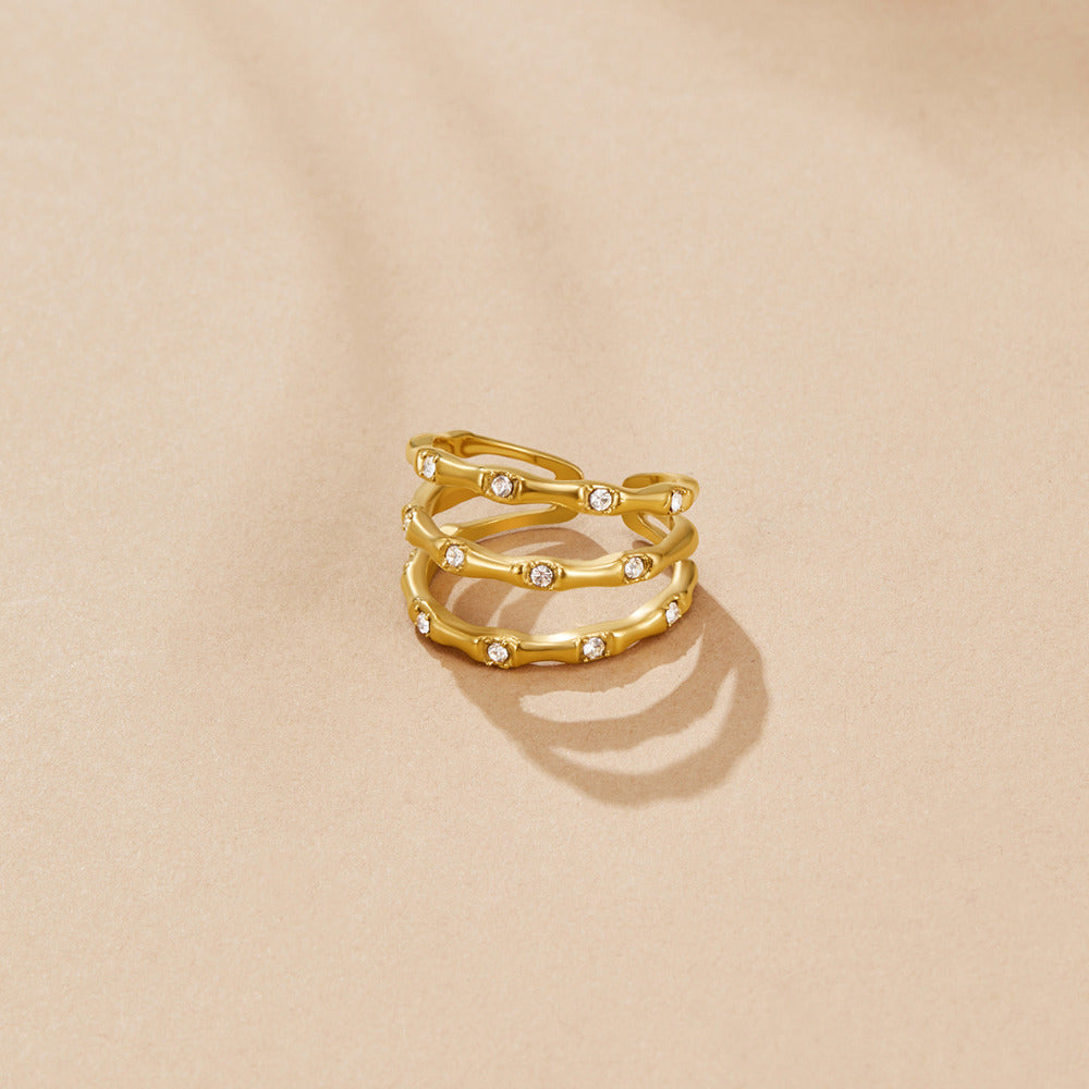 Layered Golden Bamboo Ring