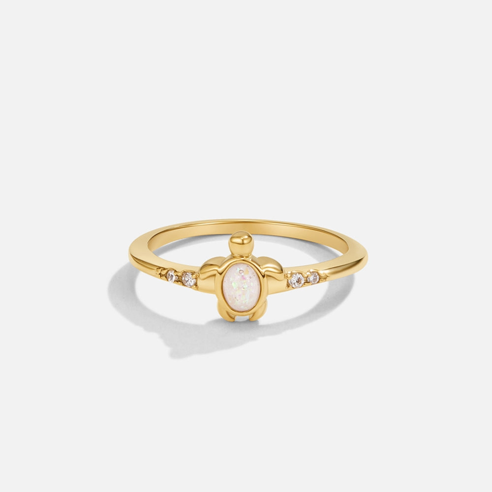 Weißer Sakura-Ring Gold