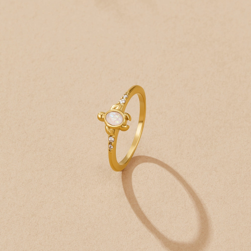 Weißer Sakura-Ring Gold