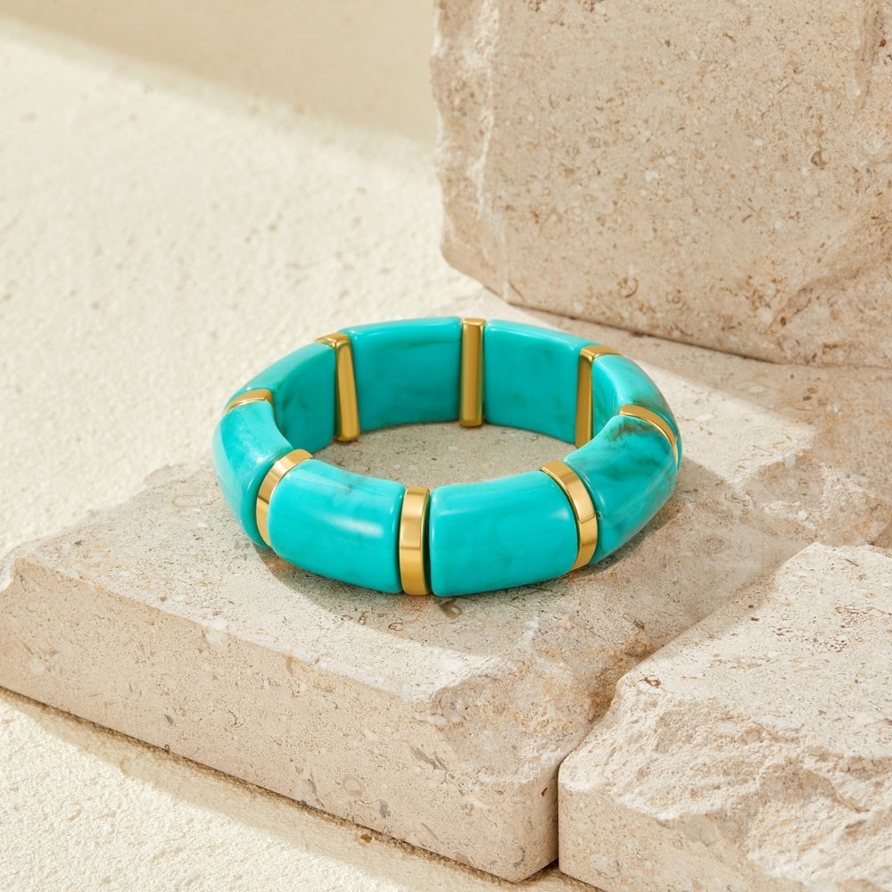 Priya Elastic Gold & Teal Bracelet
