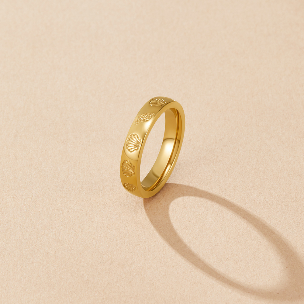 Weißer Sakura-Ring Gold