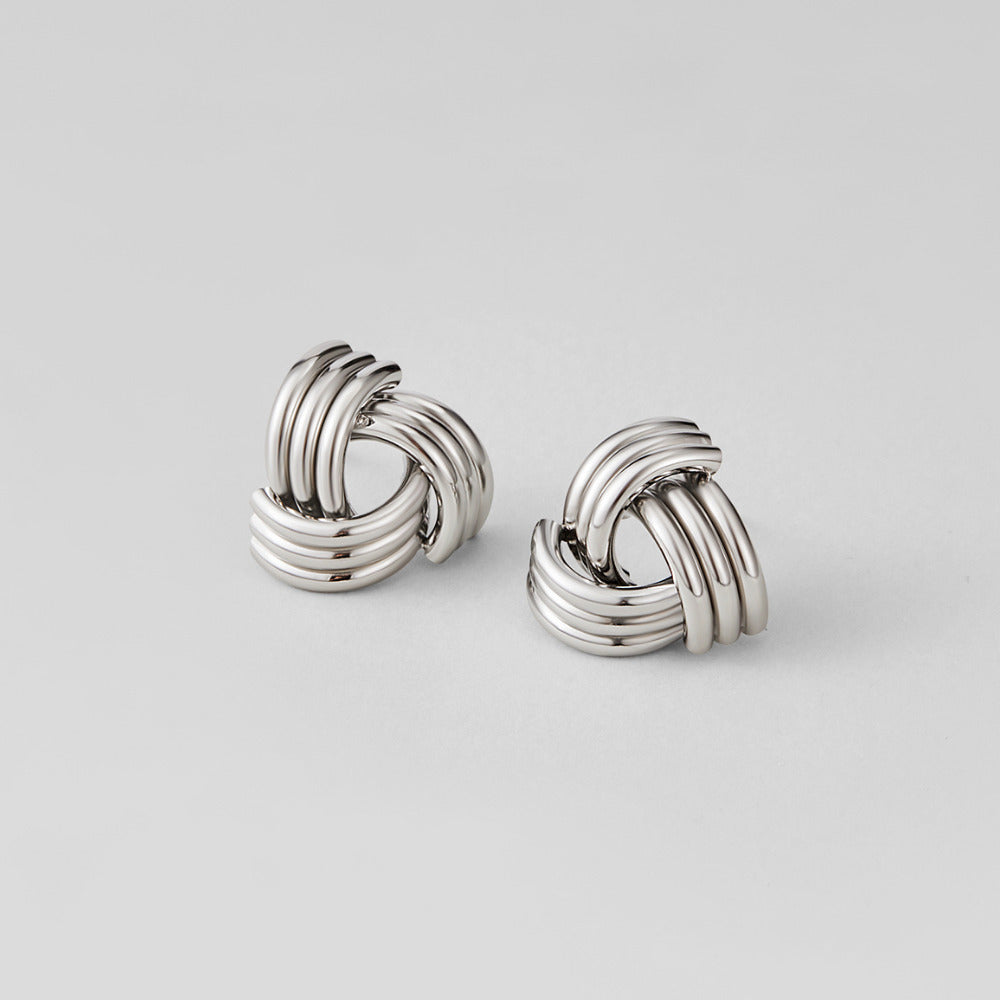 Silver Maxi Twist Stud Earrings