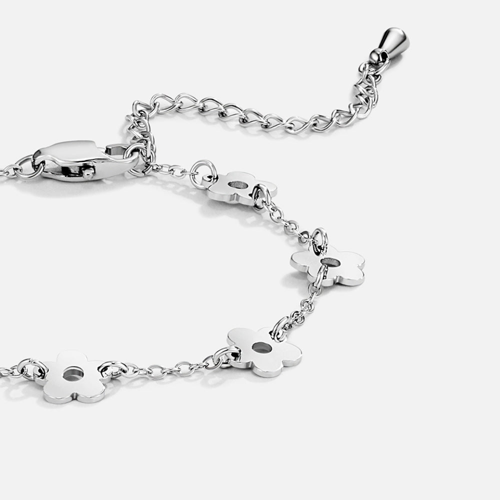 Silver Petal Link Bracelet