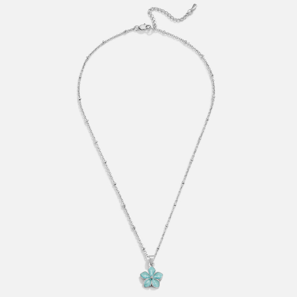 Turquoise Sakura Bloom Silver Necklace