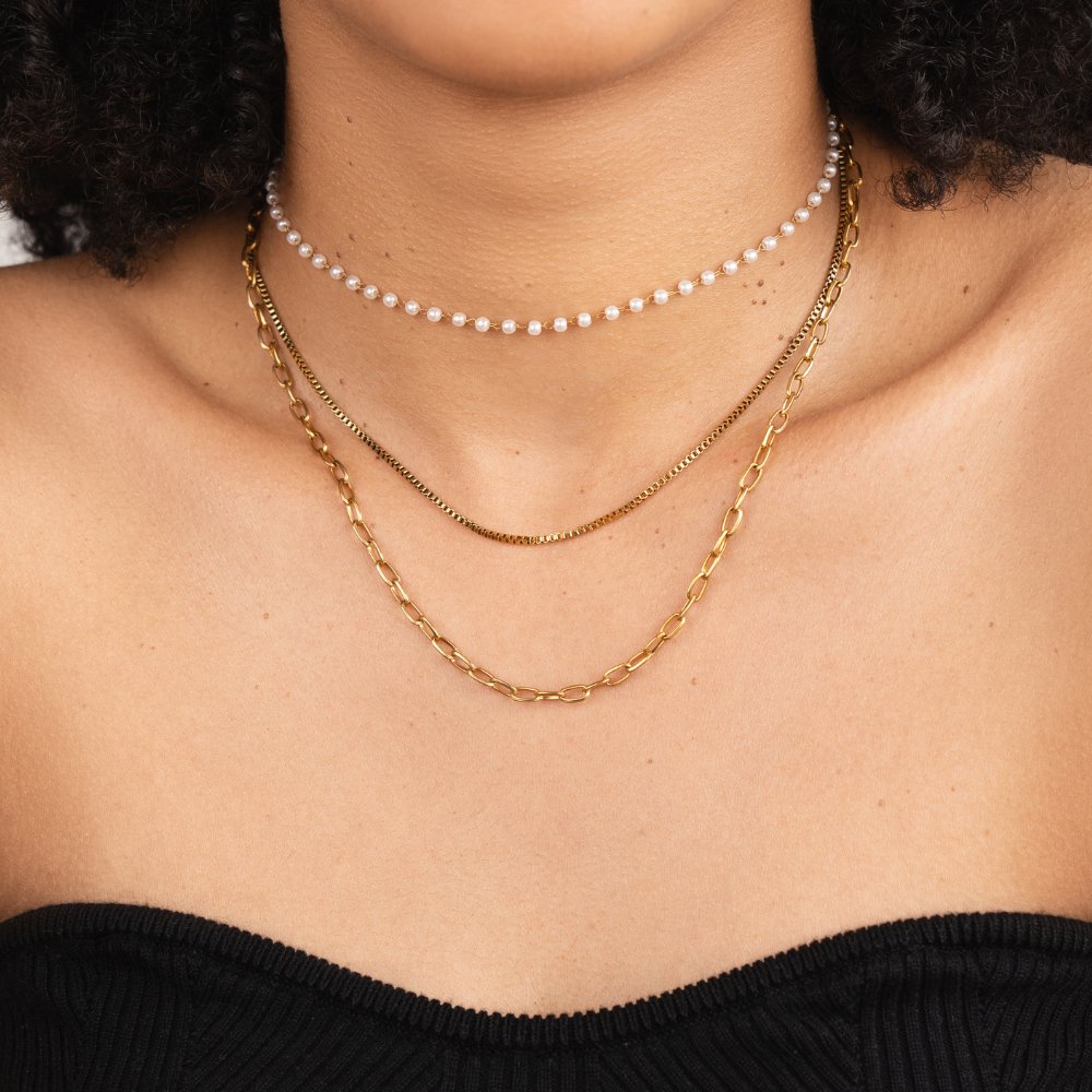 Ariel Triple Chain & Pearl Necklace - Beautiful Earth Boutique