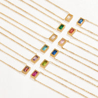 Baguette Birthstone Necklace - Beautiful Earth Boutique