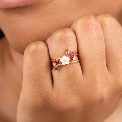 Crystal Blossom Layered Ring - Beautiful Earth Boutique