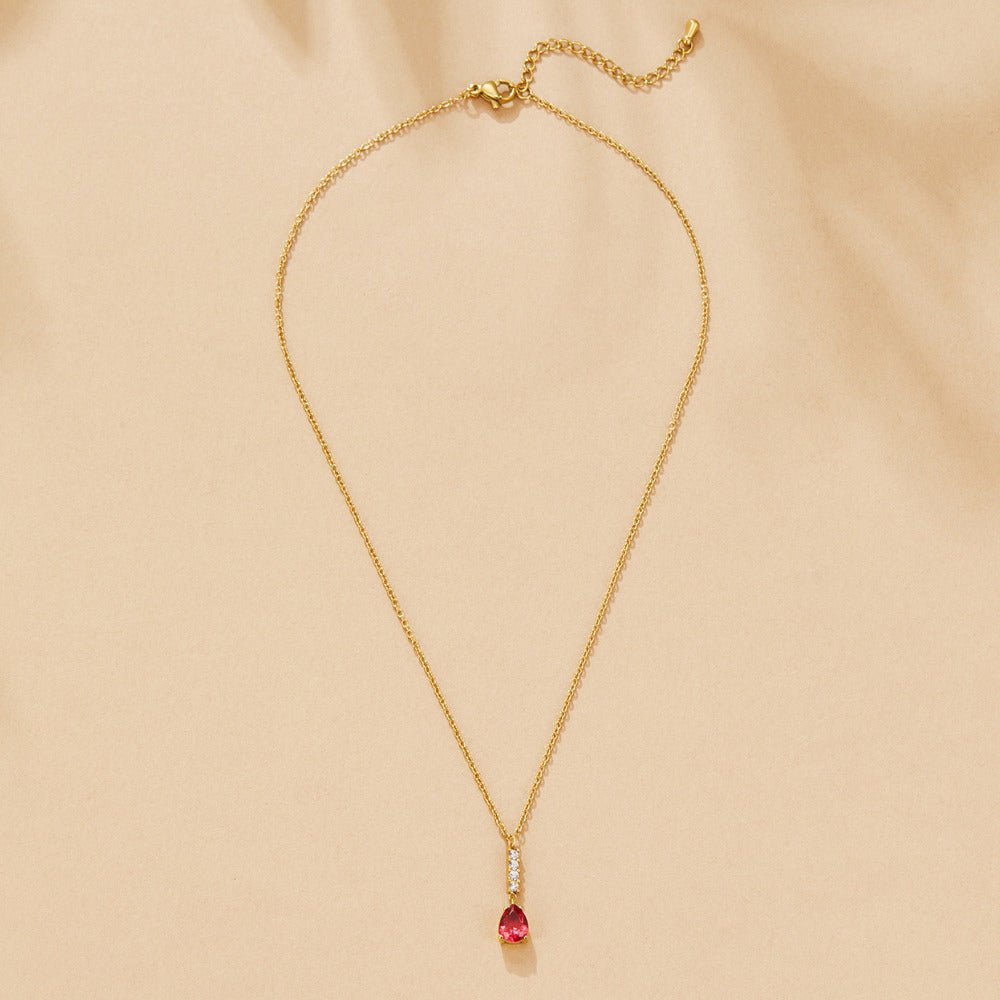 Crystal Ruby Teardrop Necklace - Beautiful Earth Boutique
