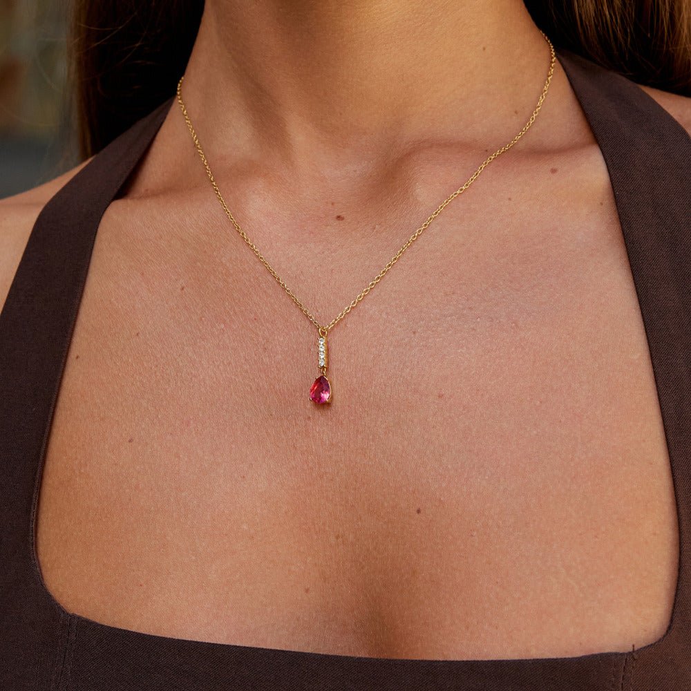 Crystal Ruby Teardrop Necklace - Beautiful Earth Boutique