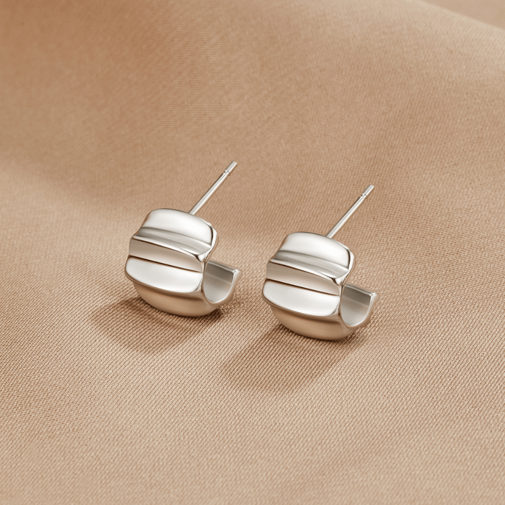 Elsa Mini Wave Silver Hoop Earrings - Beautiful Earth Boutique