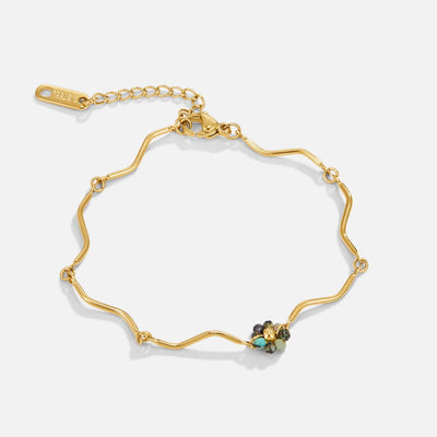 Forest Flower Stone Gold Bracelet - Beautiful Earth Boutique