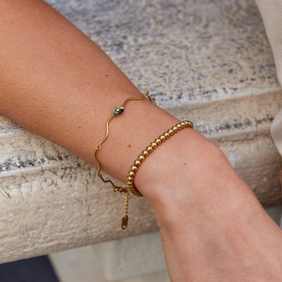 Forest Flower Stone Gold Bracelet - Beautiful Earth Boutique