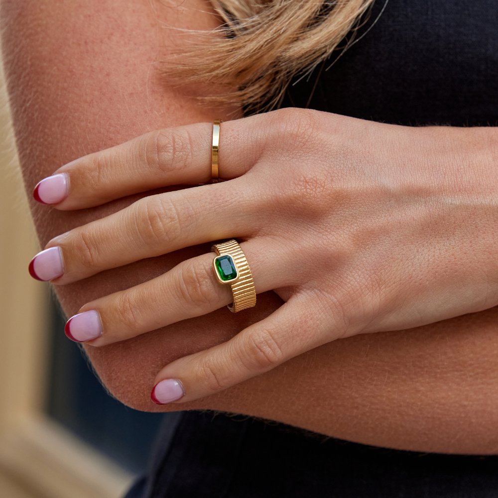 Giana Emerald Gold Ring - Beautiful Earth Boutique