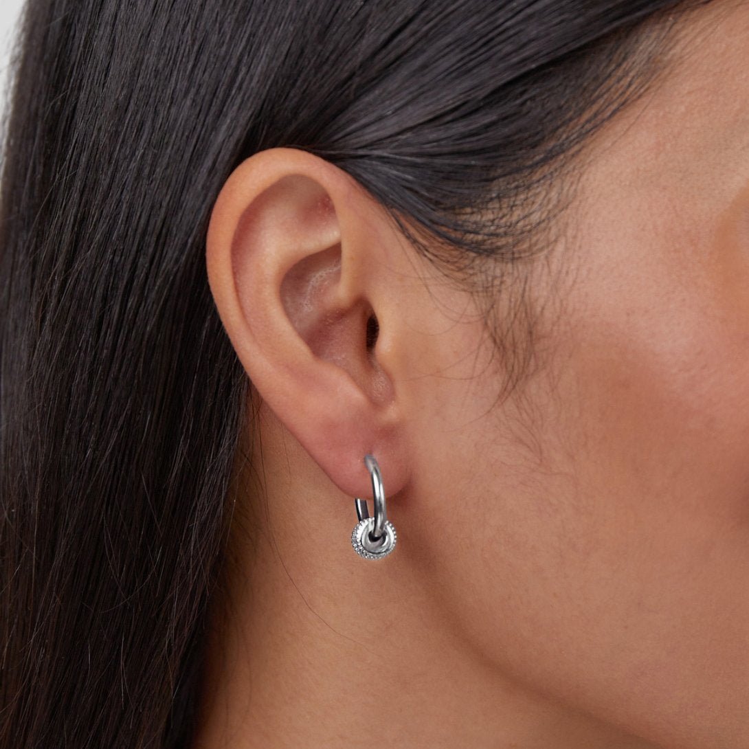 Gigi Crystal Silver Hoop Earrings - Beautiful Earth Boutique
