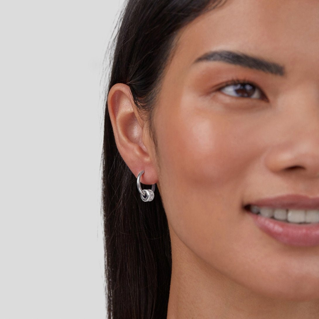 Gigi Crystal Silver Hoop Earrings - Beautiful Earth Boutique