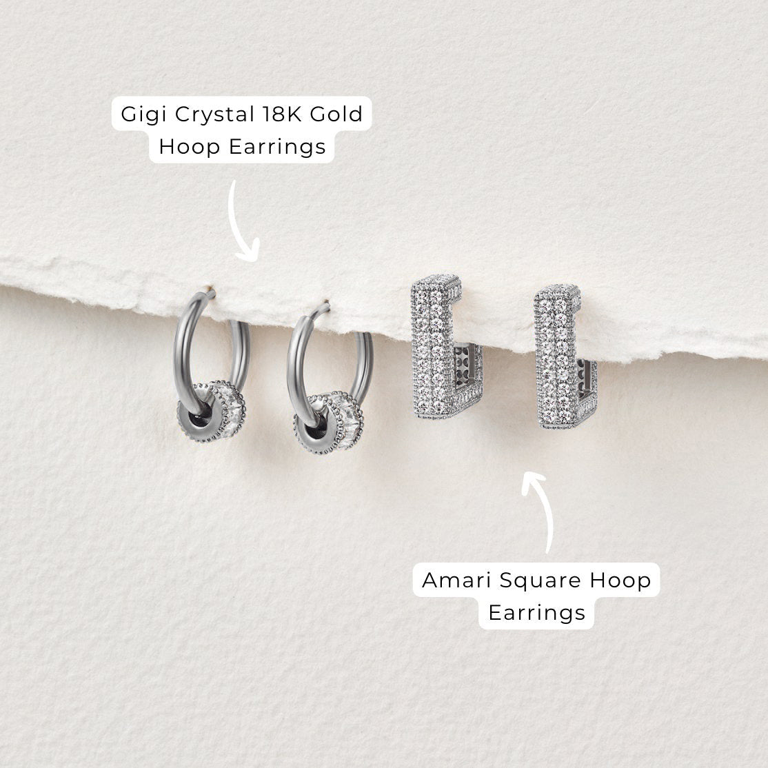 Gigi Crystal Silver Hoop Earrings - Beautiful Earth Boutique