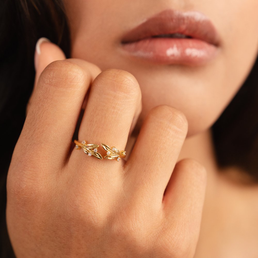 Gold & Crystal Vine Ring - Beautiful Earth Boutique