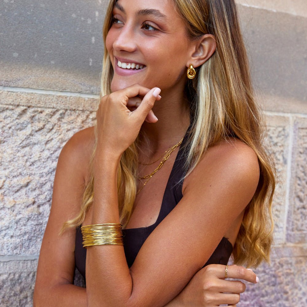 Gold Leona Wide Cuff Bangle - Beautiful Earth Boutique