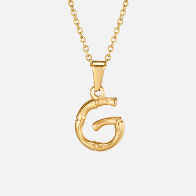 Golden Bamboo Letter Pendant Necklace - Beautiful Earth Boutique