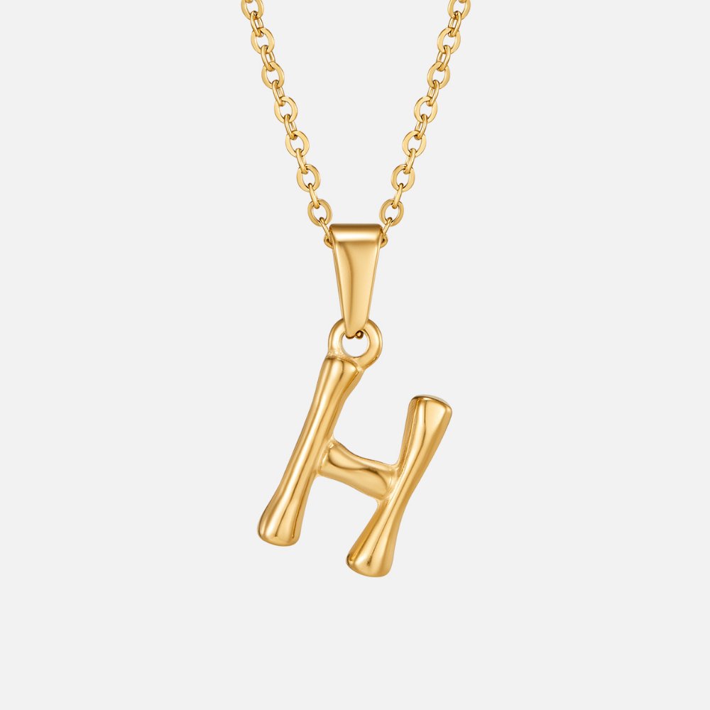 Golden Bamboo Letter Pendant Necklace - Beautiful Earth Boutique