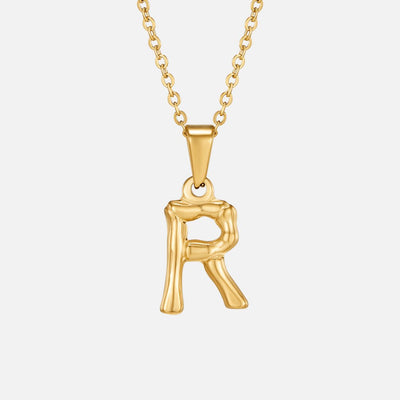 Golden Bamboo Letter Pendant Necklace - Beautiful Earth Boutique