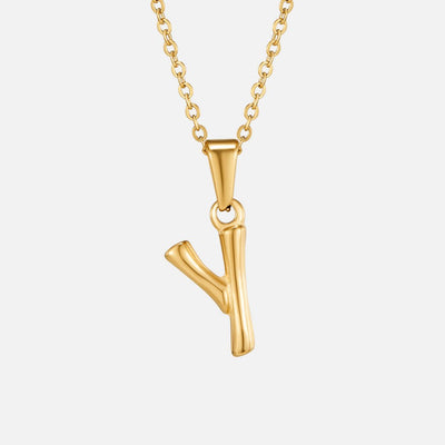 Golden Bamboo Letter Pendant Necklace - Beautiful Earth Boutique