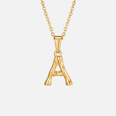 Golden Bamboo Letter Pendant Necklace - Beautiful Earth Boutique