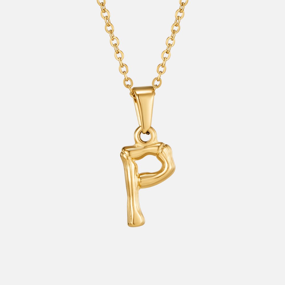 Golden Bamboo Letter Pendant Necklace - Beautiful Earth Boutique