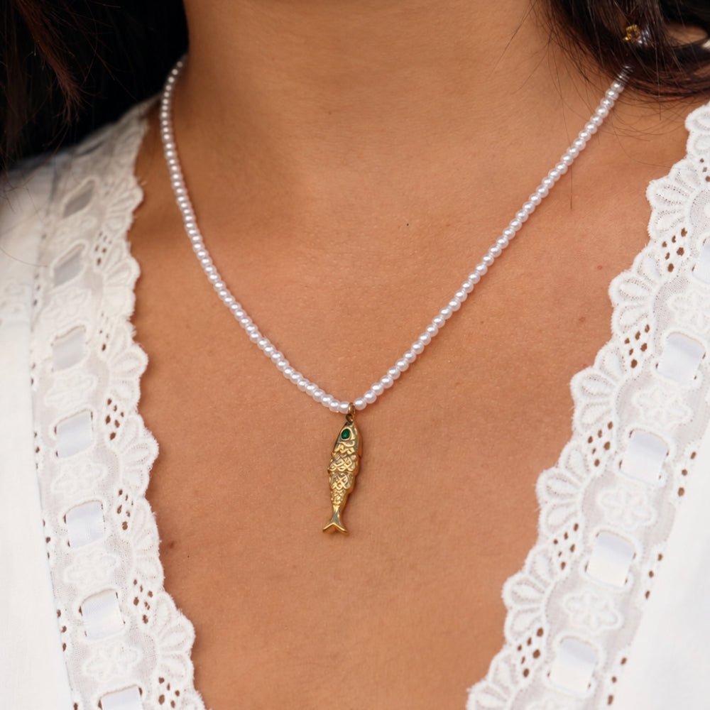 Golden Fish Pearl Necklace - Beautiful Earth Boutique