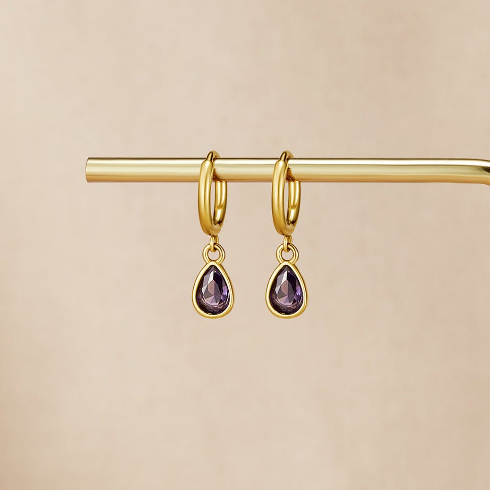 Golden Purple Teardrop Earrings - Beautiful Earth Boutique