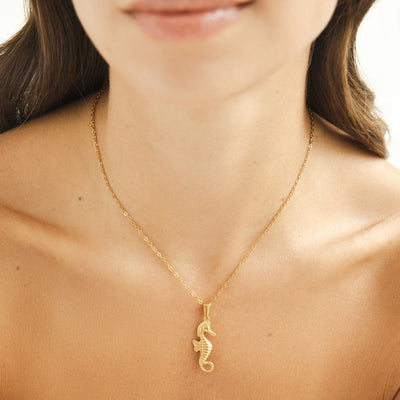 Golden Seahorse Pendant Necklace - Beautiful Earth Boutique