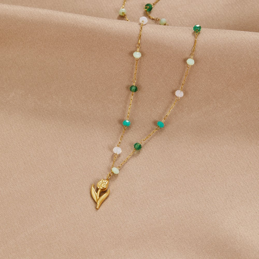 Golden Tulip Bead Necklace - Beautiful Earth Boutique