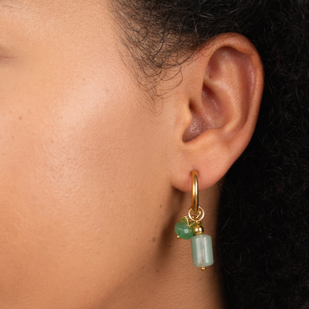 Green Aventurine Hoop Earrings - Beautiful Earth Boutique