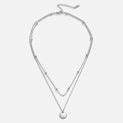 Layered Disc Necklace Silver