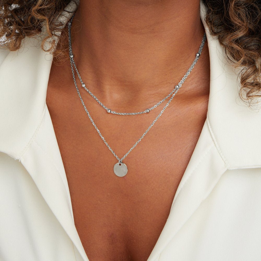 Layered Disc Necklace Silver - Beautiful Earth Boutique