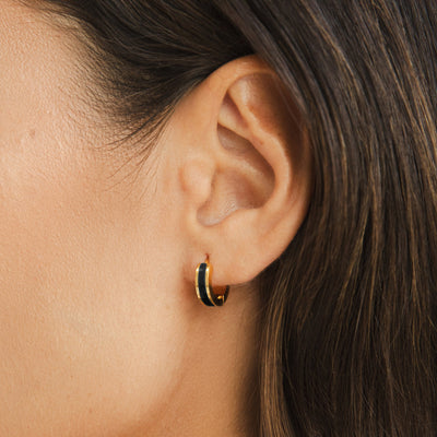 Leigh Black Hoop Earrings - Beautiful Earth Boutique