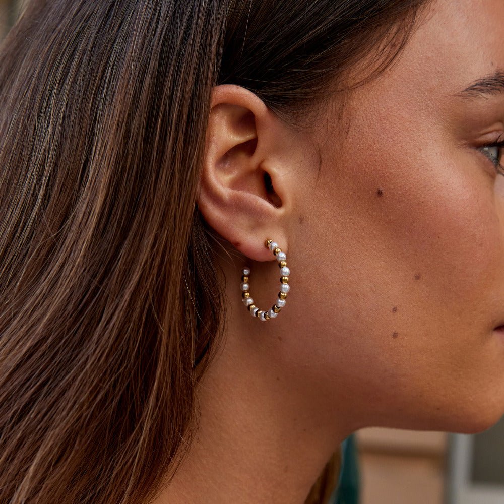 Maia Pearl & Gold Bead Earrings - Beautiful Earth Boutique