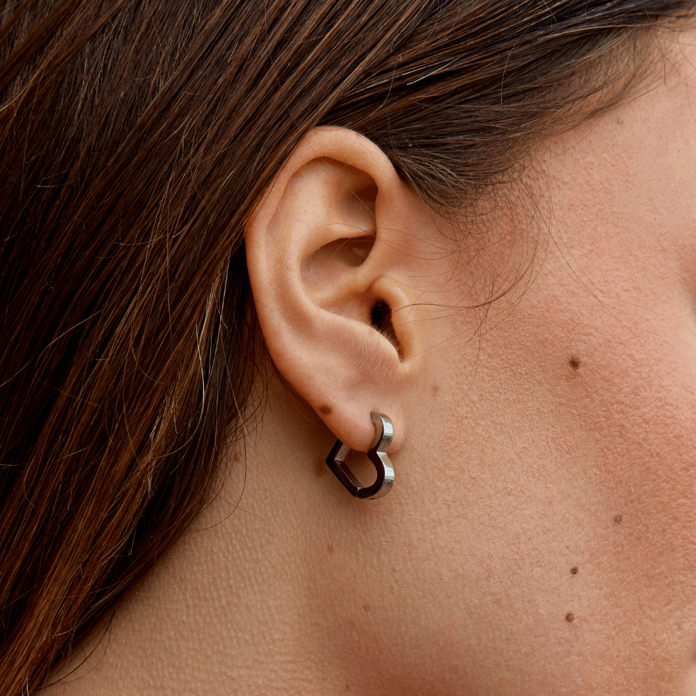 Mary Heart Silver Hoop Earrings - Beautiful Earth Boutique