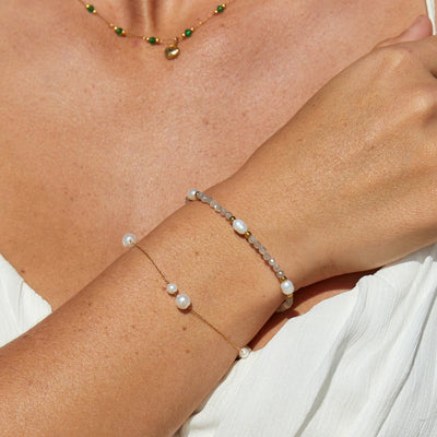Moonstone & Pearl Bead Bracelet - Beautiful Earth Boutique
