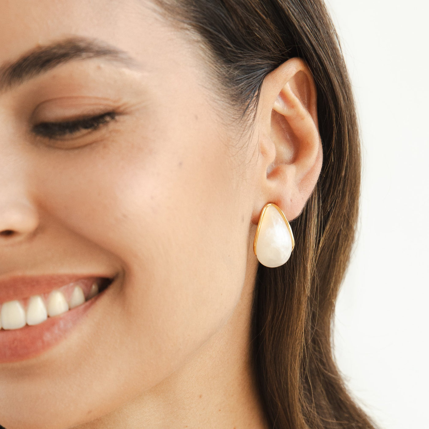 Mother Of Pearl Curved Earrings - Beautiful Earth Boutique