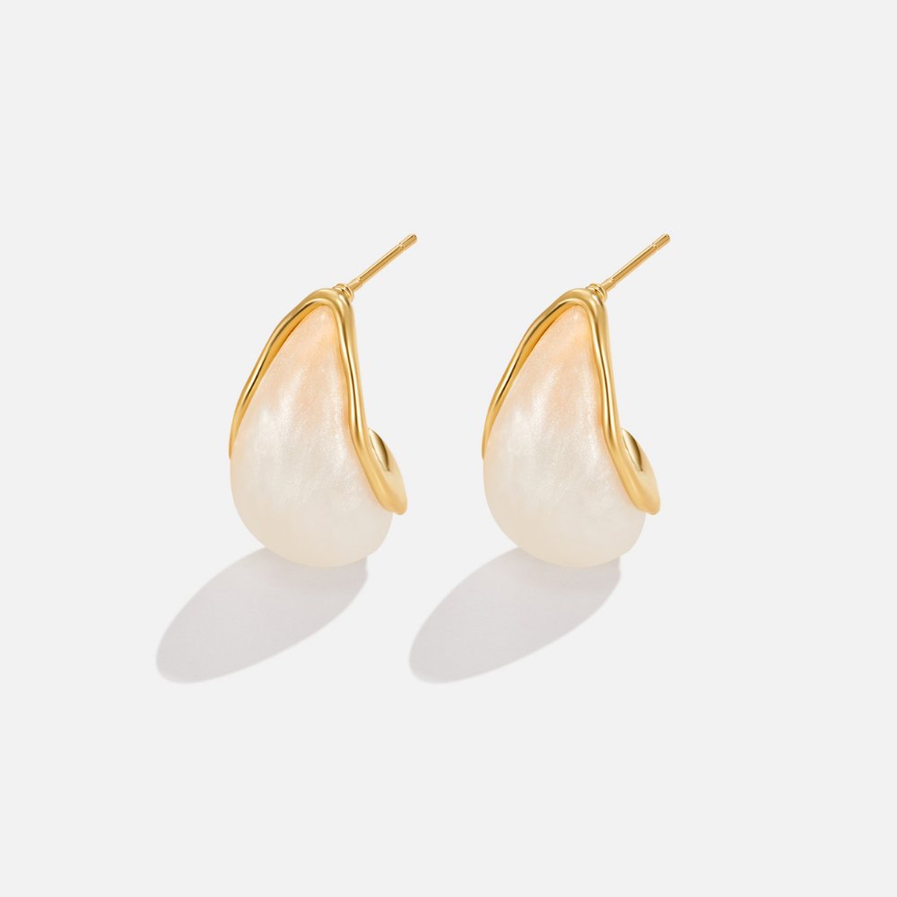 Mother Of Pearl Curved Earrings - Beautiful Earth Boutique