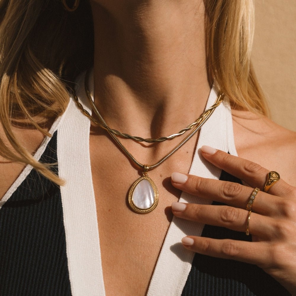 Mother of Pearl Teardrop Necklace - Beautiful Earth Boutique