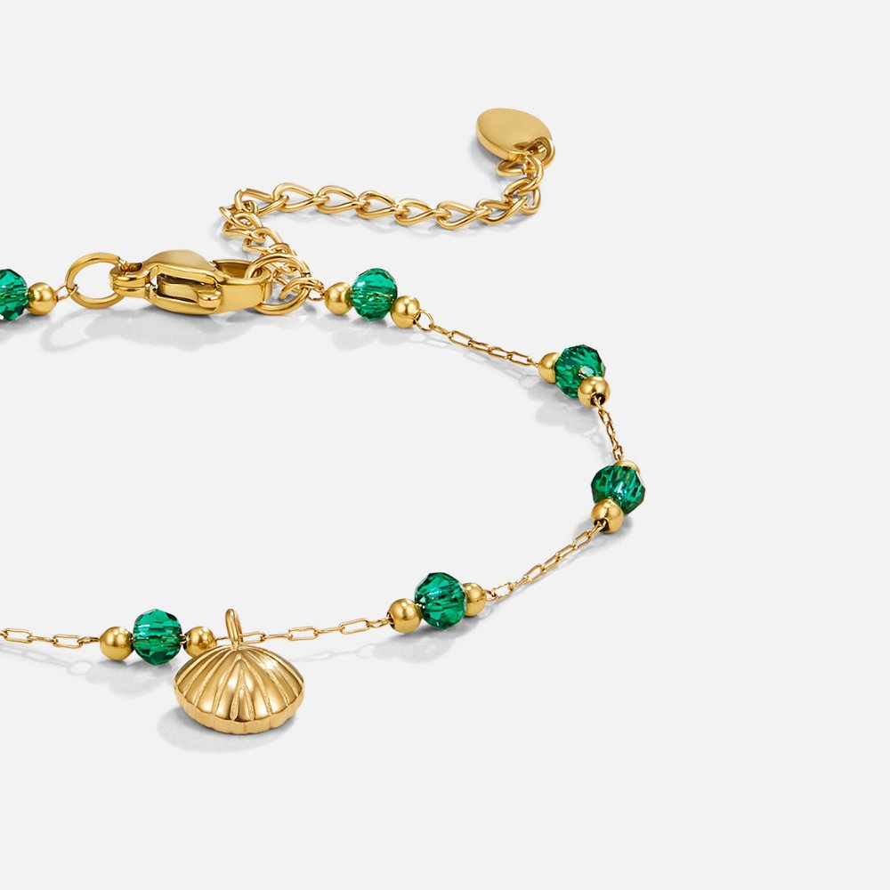 Nerissa Gold Shell & Green Bead Bracelet - Beautiful Earth Boutique