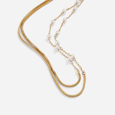 Pearl & Gold Long Chain Necklace - Beautiful Earth Boutique