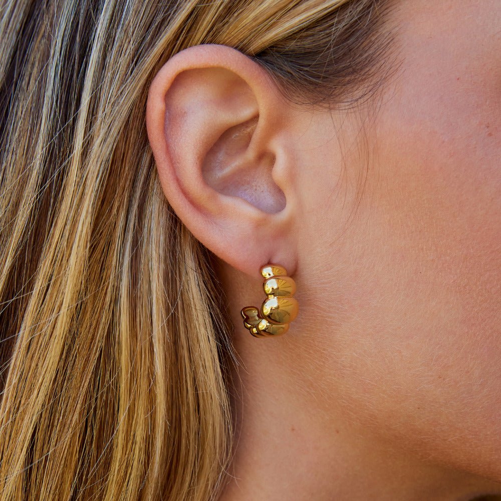 Rene Gold Puff Earrings - Beautiful Earth Boutique