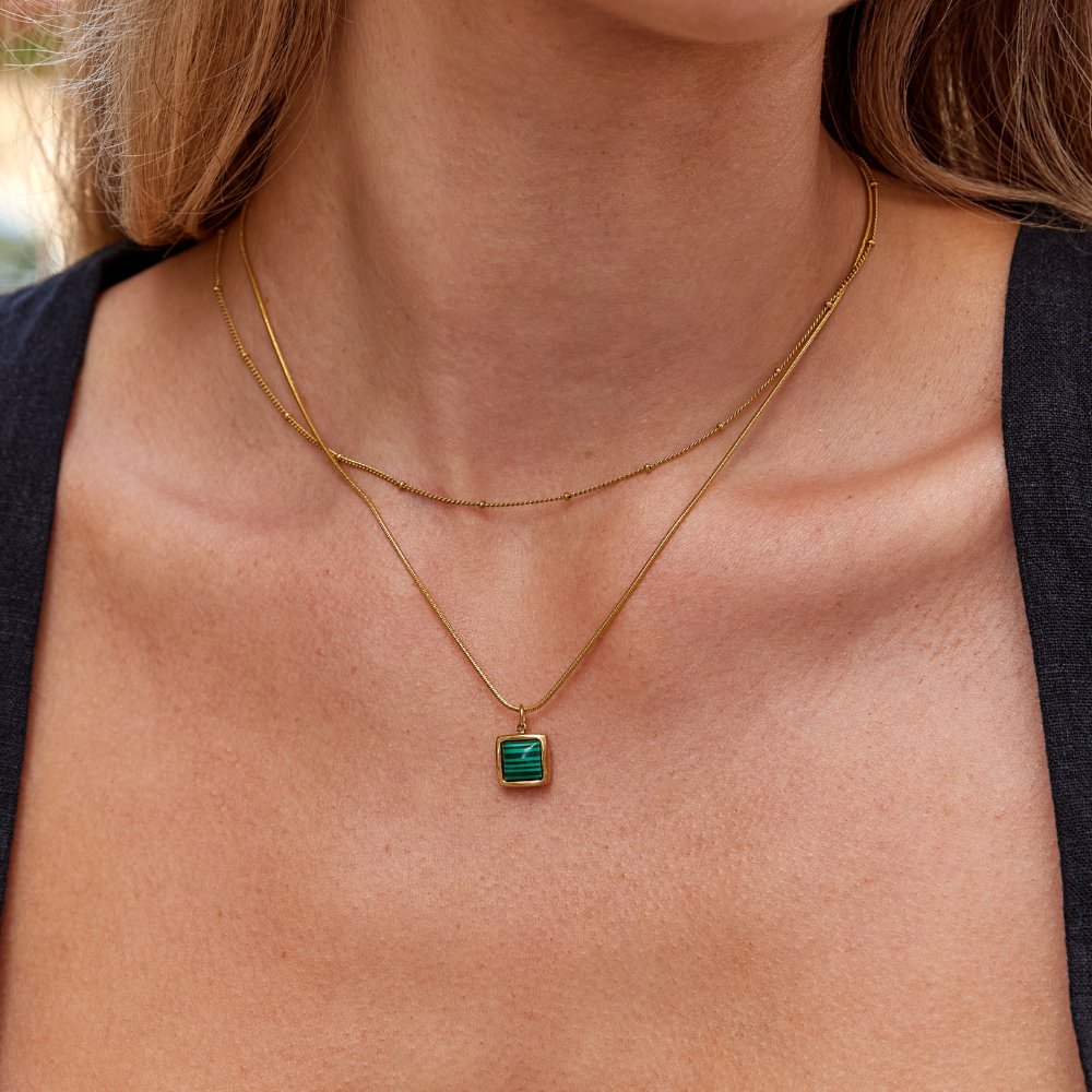 Riva Malachite Green Pendant Necklace - Beautiful Earth Boutique